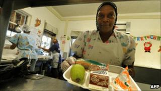 A school cafeteria worker in Los Angeles