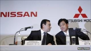 Nissan Motor Chief Executive Carlos Ghosn and Mitsubishi Motors Corp President Osamu Masuko
