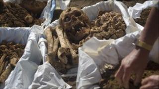 Remains of Japanese soldiers are collected on 14 December 2010