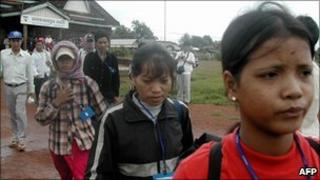 Vietnamese Montagnards are airlifted to Phnom Penh in 2004
