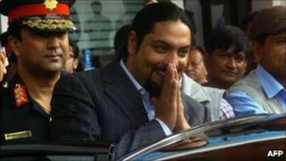 File picture from September 2007, showing Nepal's Crown Prince Paras Shaha leaving a hospital in Kathmandu