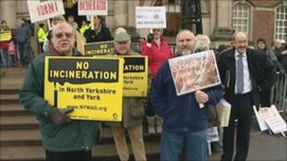 Protesters at the council meeting