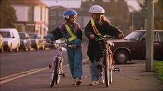 Children with bicycles