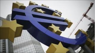 Euro logo outside the ECB's headquarters