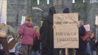 Protest at Caernarfon Castle
