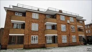 The block of flats on the Chatsworth Estate in Clapton east London, where a four-year-old girl was found stabbed to death