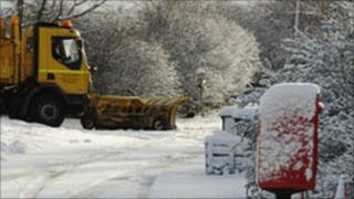 Snow-bound country road