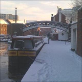 Brindley Place in the snow
