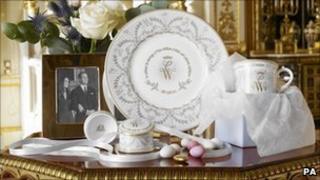 Royal Collection's range of china to commemorate the forthcoming wedding of Prince William of Wales and Catherine Middleton