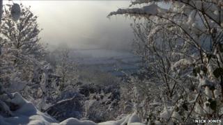 Picture of Pontypridd Sardis Road rugby ground with the mist descending into the valley