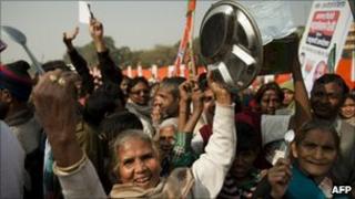 Protesters in Delhi on 22 December 2010
