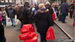 Shoppers in New York