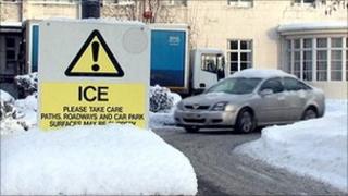 Inverurie Hospital in snow