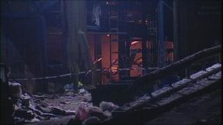 The scene at Gaskells Waste Services on Thursday evening