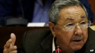 Cuban President Raul Castro addressing the national Assembly in Havana, 16 December 2010