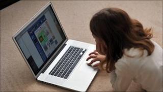 Child using laptop