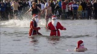 Festive dip at Redcar