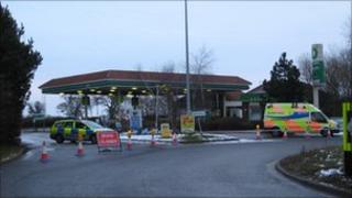 BP garage cordoned off