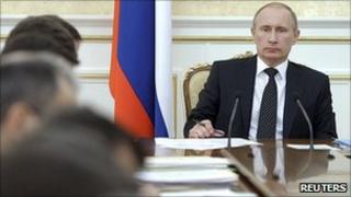 Russian Prime Minister Vladimir Putin with cabinet, 29 Dec 10