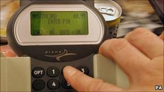 Shopper paying with chip and pin