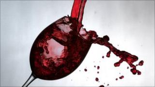 A glass of red wine