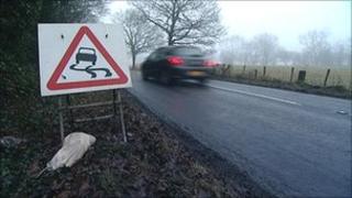 Road near scene of accident