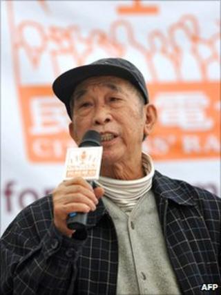 2009 file picture of pro-democracy leader Szeto Wah at a rally in Hong Kong