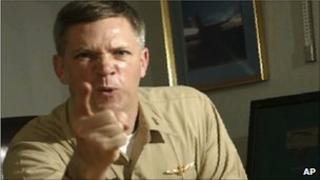 Frame grab taken from video provided to the Virginian-Pilot newspaper, showing US Navy Capt Owen Honors