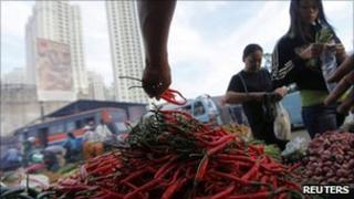 Chillies on sale in Jakarta, Indonesia