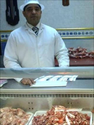 Mehboob Ayub in his butchers shop in Huddersfield