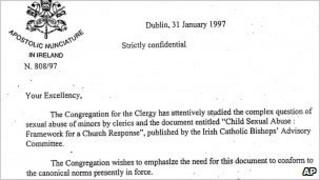 Letter, dated 31 January 1997, from Archbishop Luciano Storero to Irish bishops (18 January 2011)