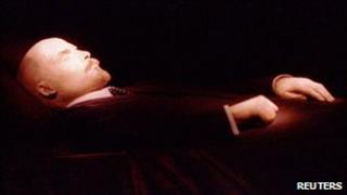 File picture of Vladimir Lenin's body inside his mausoleum on Red Square in Moscow