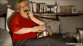 Woman eating chocolate