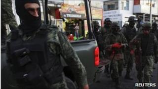 Troops in Michoacan after a shootout between soldiers and suspected members of La Familia
