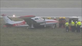 The Cessna aircraft veered onto the grass at Jersey Airport