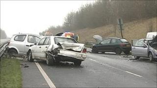 Scene of crash on A15