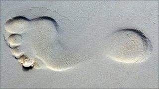 Footprint in sand (Image: BBC)