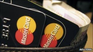 Mastercard credit cards seen in a wallet