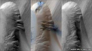 Martian dune comparison (Nasa/JPL)