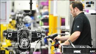 A worker in BMW factory in Berlin