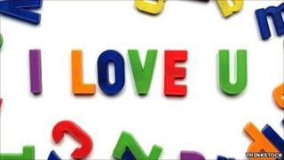 Letters spelling 'I love you'