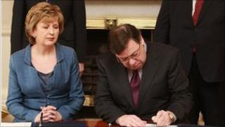 Irish President Mary McAleese and PM Brian Cowen