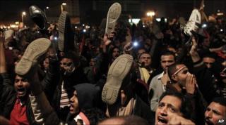 Protesters in Tahrir Square, Cairo, Egypt, 10 February 2011