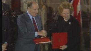 Francois Mitterrand and Margaret Thatcher