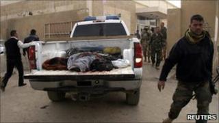 Victims of the Samarra attack taken to Samarra hospital morgue - 12 February 2011