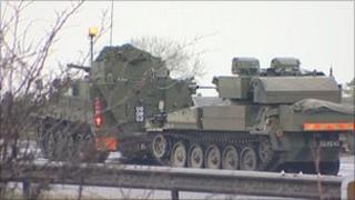 Scimitar reconnaissance vehicle on A1