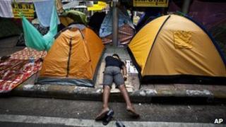 Thai protester in Bangkok, 12 February