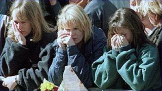 Mourners at Diana's funeral