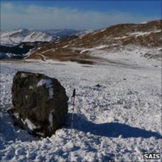 Avalanche debris on Ben Nevis in 2009-10 winter. Pic: SAIS