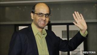 Singapore's Finance Minister Tharman Shanmugaratnam arrives to present the budget at parliament